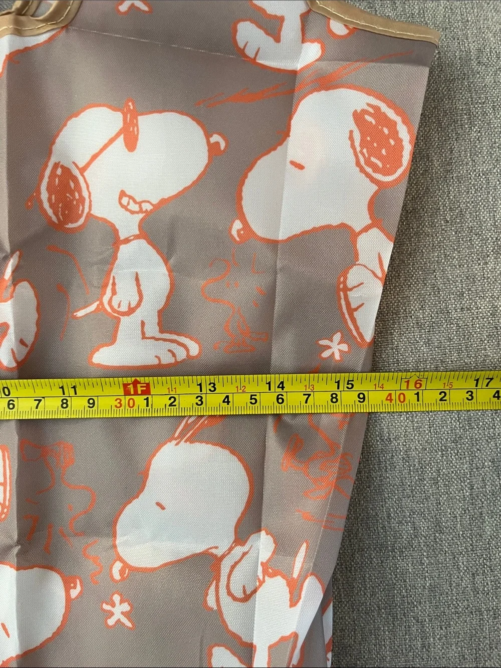 Foldable Snoopy Print Tote Bag in Taupe & Orange
